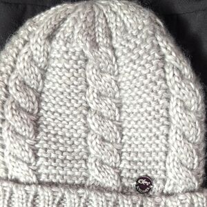 Screamer Gray Knit Beanie with Cable Design mountain lifestyle neutral Lined OS